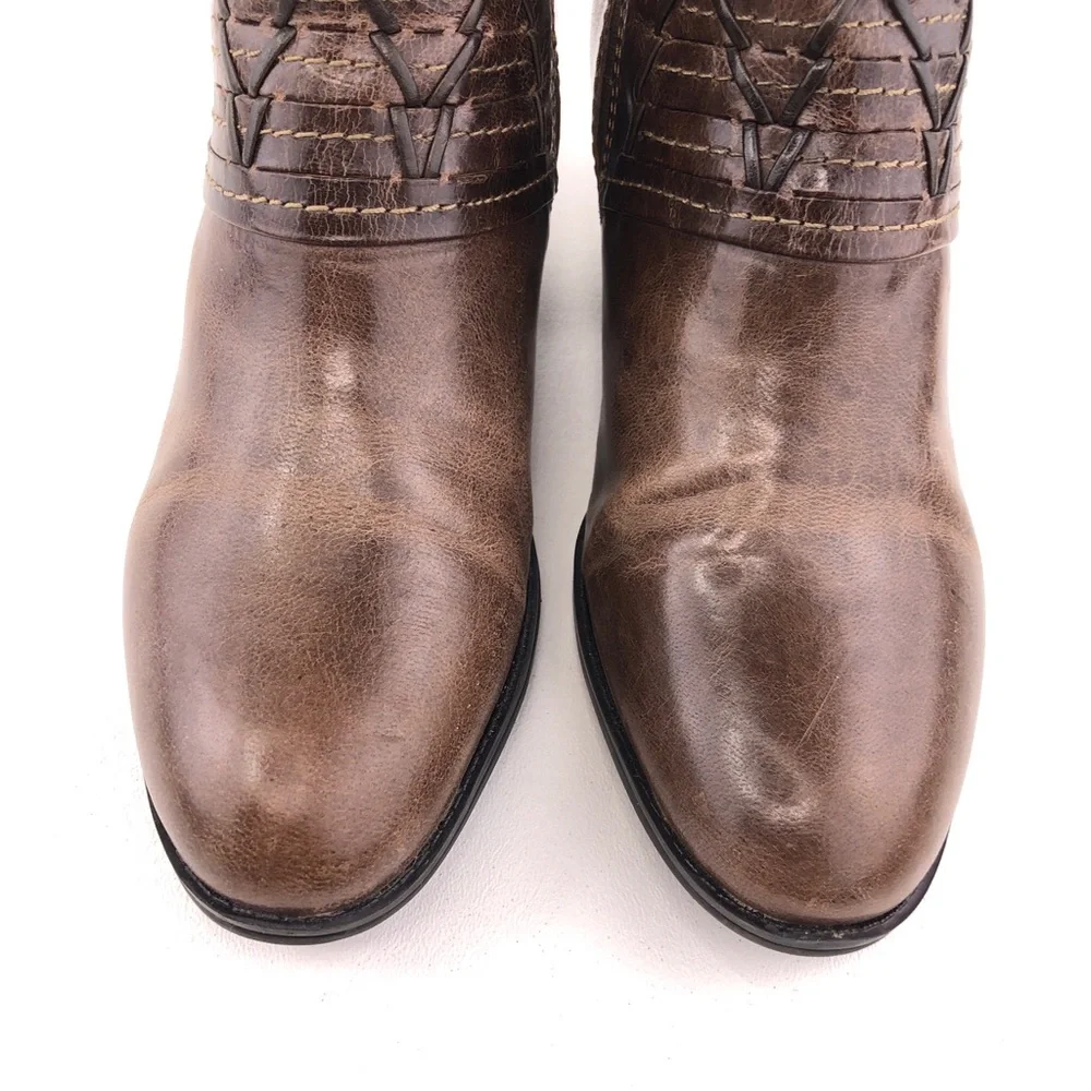 Earth Merlin Taupe Brown Leather Ankle Booties 7 B - Picture 10 of 12